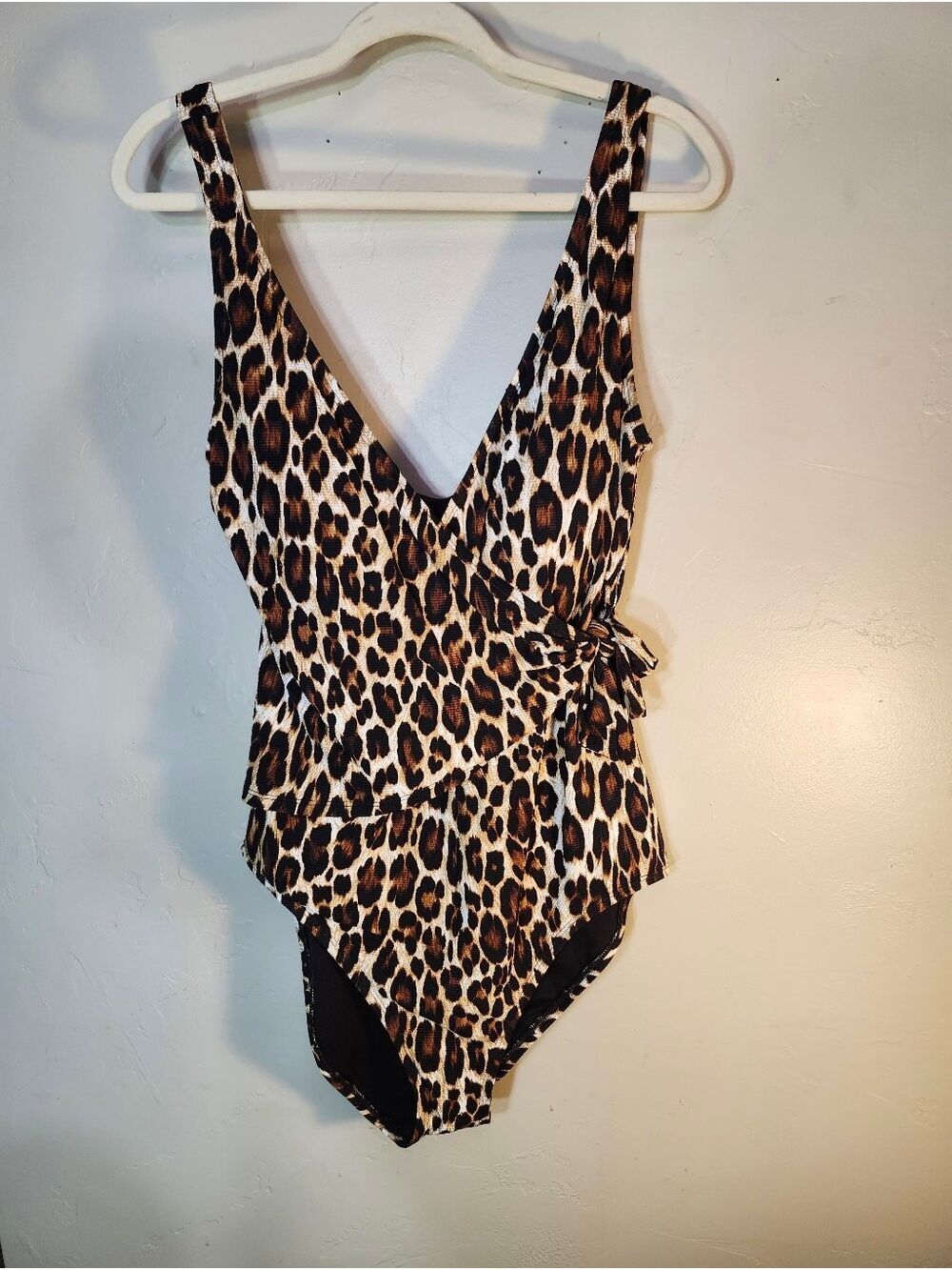 Tommy Bahama Black and Leopard Accent One-Piece - Picture 1 of 6